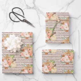 Eleganter Herbst Pumpkin Rose Gold Glitzer Geschenkpapier Set