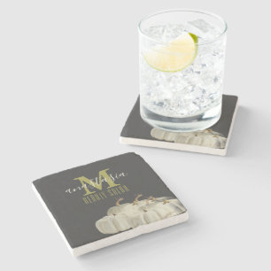 Eleganter Herbst Schwarz-weiß Pumpkins Schönheitss Steinuntersetzer