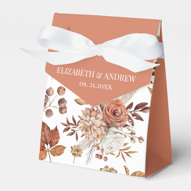 Eleganter Herbst Terracotta Boho Wedding Geschenkschachtel (Vorderseite)