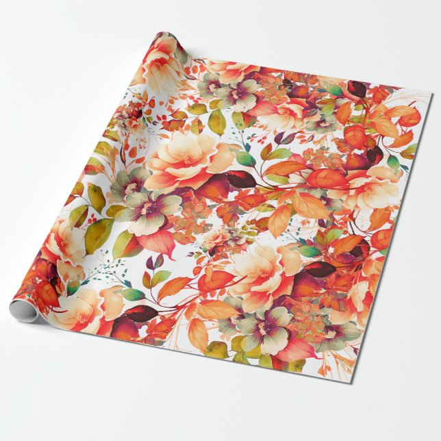 Eleganter Herbst Wasserfarben Geschenkpapier (Ungerollt)