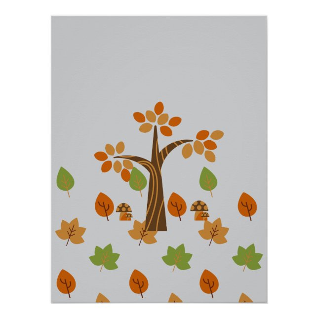Eleganter Herbstbaum & Blätter Stilvoll Poster (Vorderseite)