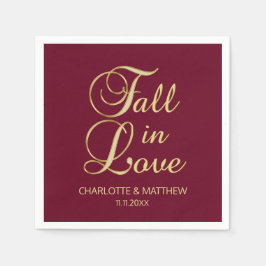 Eleganter Herbstfall in Liebe Burgund Hochzeit Serviette