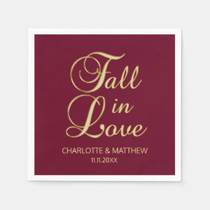 Eleganter Herbstfall in Liebe Burgund Hochzeit Serviette