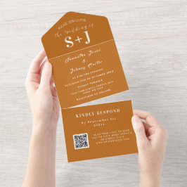 Eleganter Herbstfall QR Code Hochzeit RSVP All In One Einladung