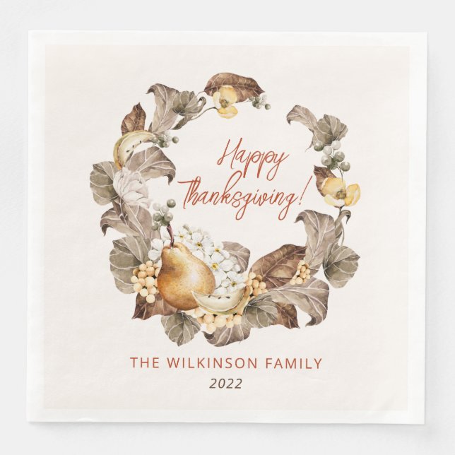 Eleganter Herbstkreidekäfer Erntedank Napkins Serviette (Vorderseite)