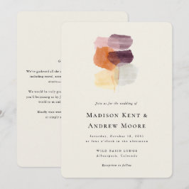 Eleganter Herbstlaub All-in-One QR Code Hochzeit Einladung