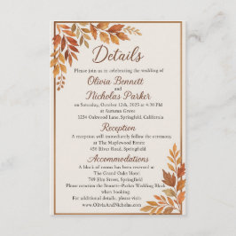 Eleganter Herbstlaub & Kupferskript Rustikaler Her Begleitkarte