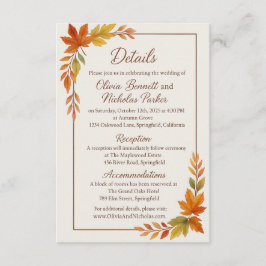 Eleganter Herbstlaub & Kupferskript Rustikaler Her Begleitkarte