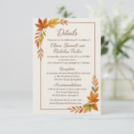 Eleganter Herbstlaub & Kupferskript Rustikaler Her Begleitkarte