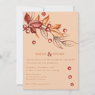 Eleganter Herbstton Terracotta Wedding Einladung