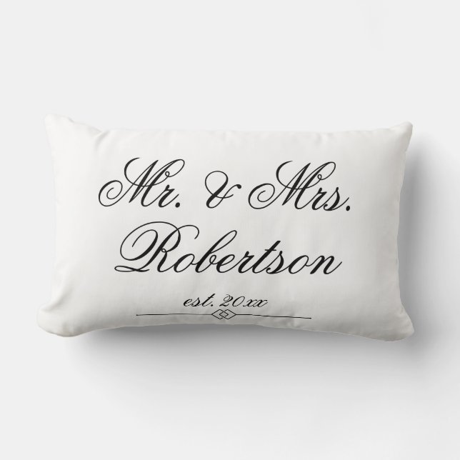 Eleganter Herr Name Est. Hochzeitsakkissen Lendenkissen (Vorderseite)