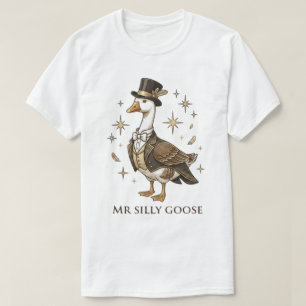 Eleganter Herr Silly Goose Bräutigam Hochzeitsillu T-Shirt