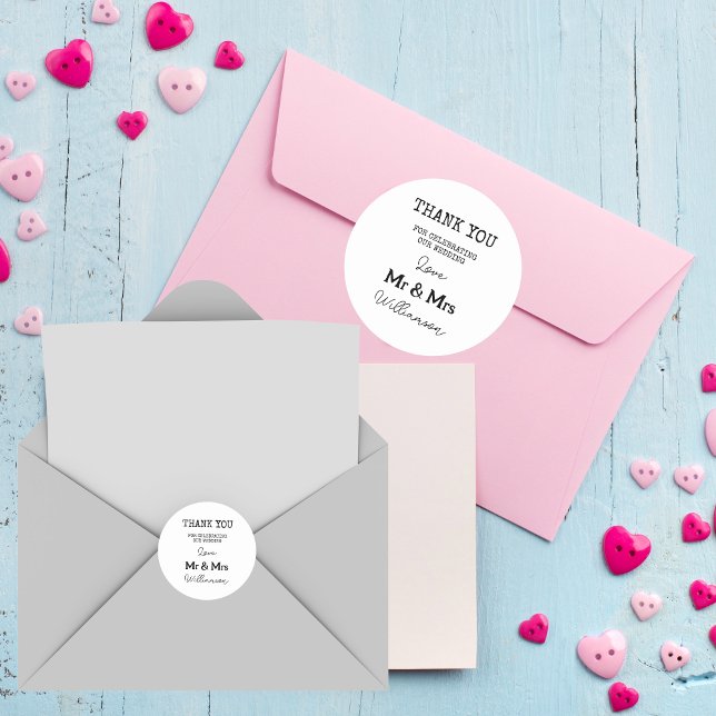 Eleganter Herr und Frau Vielen Dank Runder Aufkleber (Thank You Note)