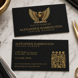 Eleganter Herrenfriseursalon Golden Eagle Logo Fri Visitenkarte