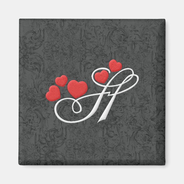 Eleganter Herzbrief H Magnet (Vorne)