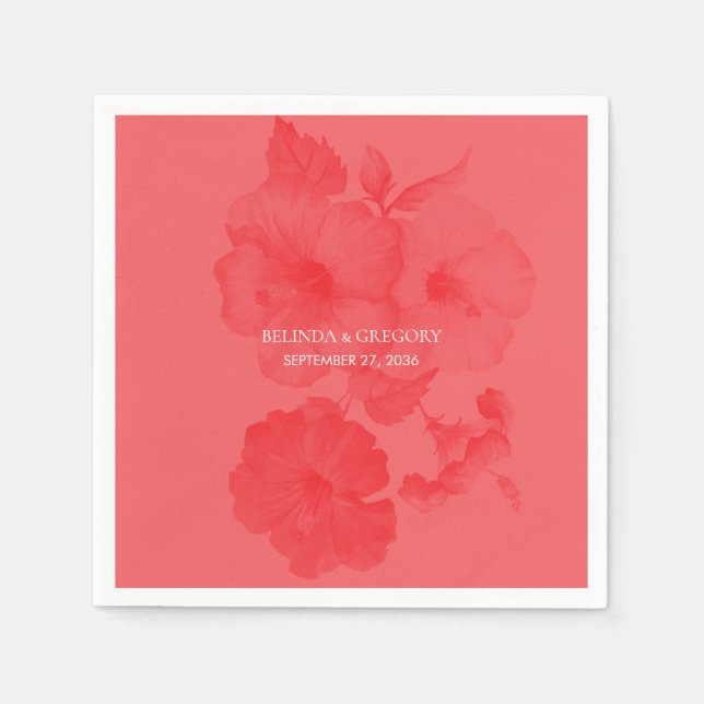 Eleganter Hibiskus Hochzeit Serviette (Vorderseite)