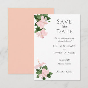 Eleganter Hibiskus Save the Date Hochzeitskarte