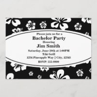 Eleganter Hibiskus Schwarz & Weiß Einladung