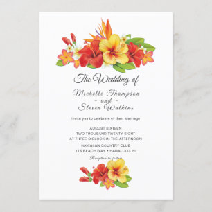 Eleganter Hibiskus Tropical Floral Wedding Einladung