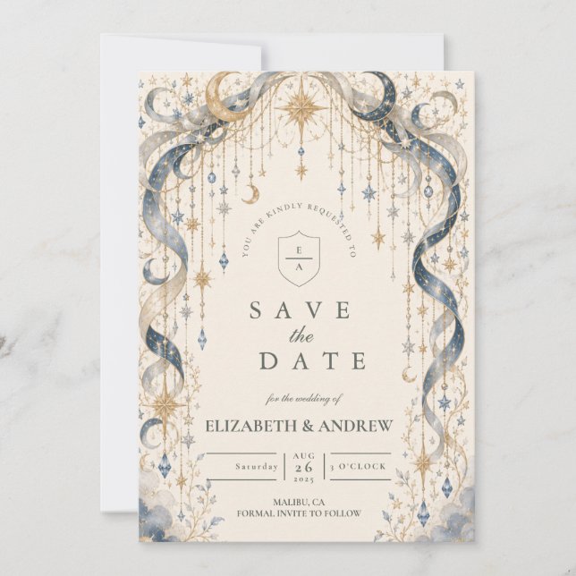 Eleganter Himmelhochzeitsbogen Save The Date (Vorderseite)