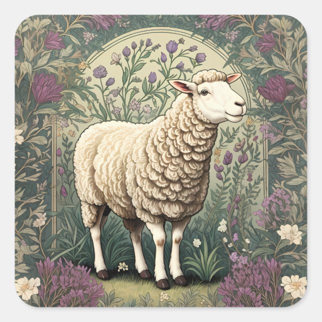 Eleganter Hintergrund der Schaflavendel Quadratischer Aufkleber (Vorderseite)