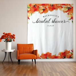 Eleganter Hintergrund des Golden Poppy Brautparty Wandteppich
