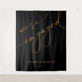 Eleganter Hintergrund für Black and Gold Engagemen Wandteppich