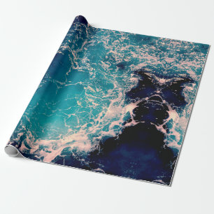 Eleganter Hintergrund mit tiefblauen Ozeanwellen Geschenkpapier