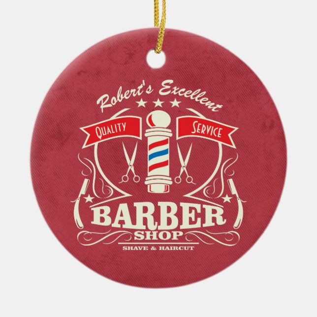 Eleganter Hipster Barber Hair Stylist Haircut Keramik Ornament (Vorne)