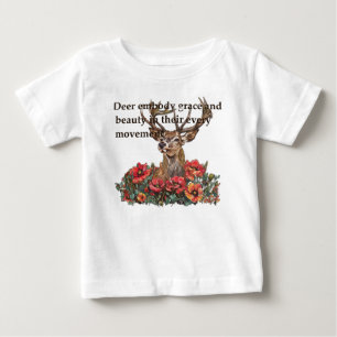 Eleganter Hirsch Blumen Mohn Zitat Kinder Baby T-shirt