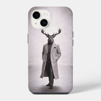 Eleganter Hirsch im maßgeschneiderten Mantelporträ iPhone 14 Hülle