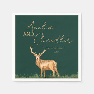 Eleganter Hirsch-Weihnachts-Familienname Serviette