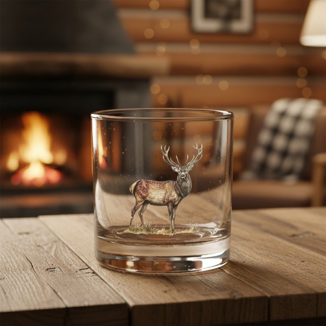Eleganter Hirschjagd Stag Individuelle Name Whiskyglas (Von Creator hochgeladen)