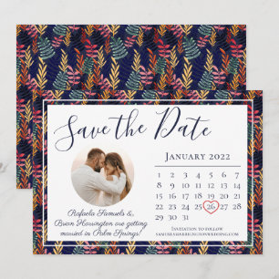 Eleganter Hochzeitkalender für das tropische Leaf Save The Date