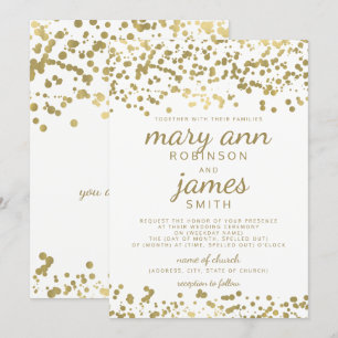 Eleganter Hochzeits-Goldfolien-BlickConfetti Einladung