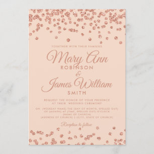 Eleganter Hochzeits-Rosen-GoldGlitzerConfetti Einladung