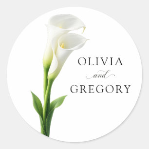 Eleganter Hochzeitsaufkleber Calla Lily Weiß Editi Runder Aufkleber