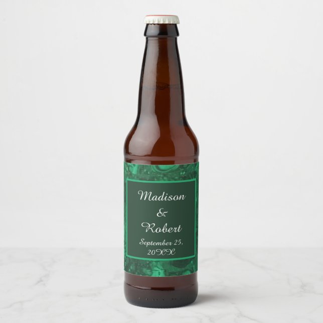 Eleganter Hochzeitsgrauer Marmorstein Bierflaschenetikett (Vorderseite)