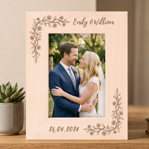 Eleganter Hochzeitsgravurrahmen für Paarfotos Geätzte Rahmen