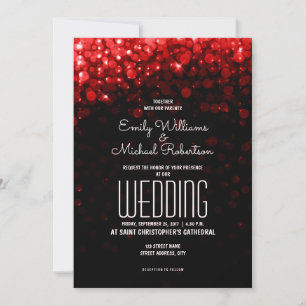 Eleganter Hochzeitshintergrund mit roten Lichtern Einladung