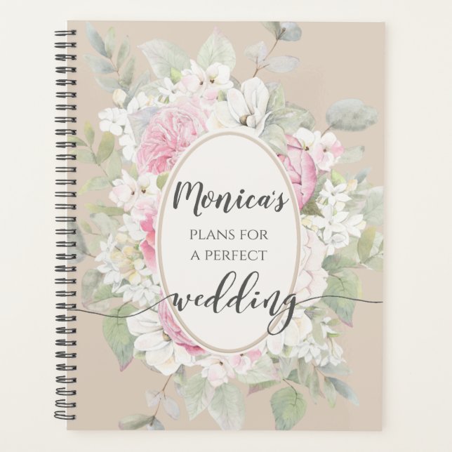 Eleganter Hochzeitsplaner für Rose und Peonies Planer (Vorderseite)