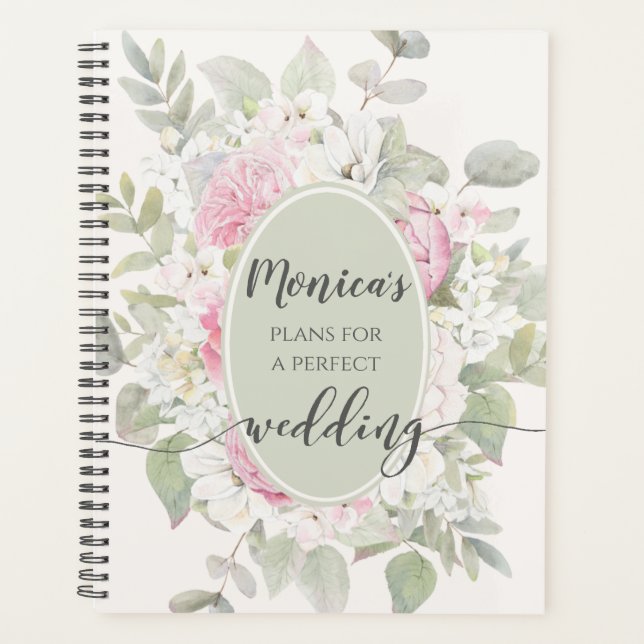 Eleganter Hochzeitsplaner für Rose und Peonies Planer (Vorderseite)