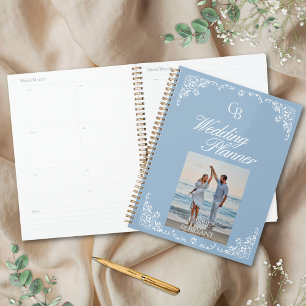 Eleganter Hochzeitsplaner in Blau und Weiß-Chic Planer