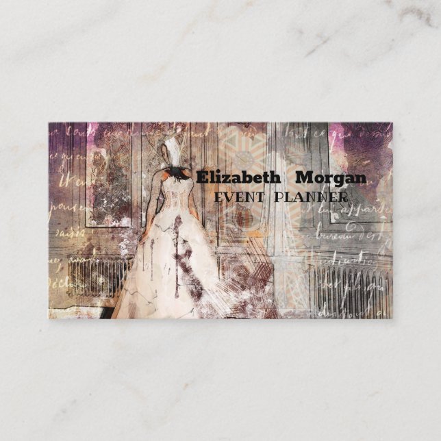 Eleganter Hochzeitsplaner mit schwarzer Visitenkar Visitenkarte (Vorderseite)