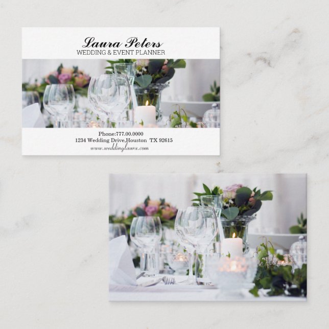 Eleganter Hochzeitsplaner und Veranstaltungsplaner Visitenkarte (Vorne/Hinten)