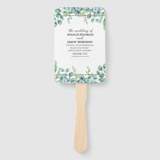 Eleganter Hochzeitsprogramm-Handfächer mit Grünpfl Fächer