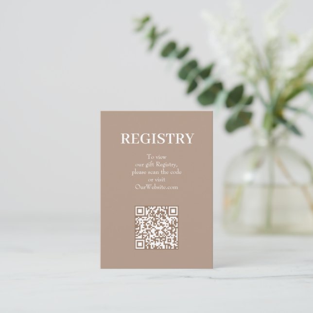 Eleganter Hochzeitsregistrierungs-QR-Code Begleitkarte (Stehend Vorderseite)