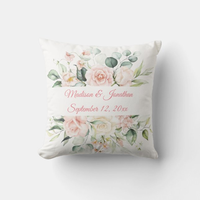 Eleganter Hochzeitssake mit Personalisiertem Blume Kissen (Vorderseite)