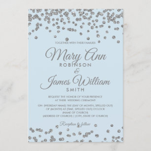 Eleganter Hochzeitssilber Glitzer Confetti Ice Einladung