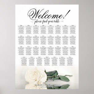 Eleganter Hochzeitssitzplan Tisch White Rose für 3 Poster
